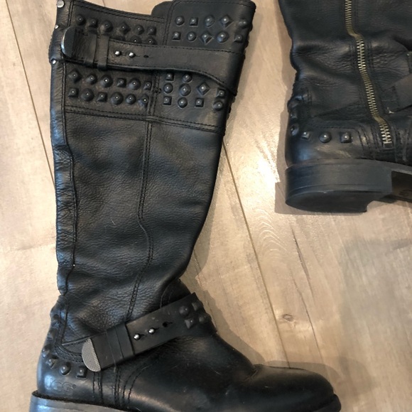 UGG Black leather studded boots - Picture 2 of 3
